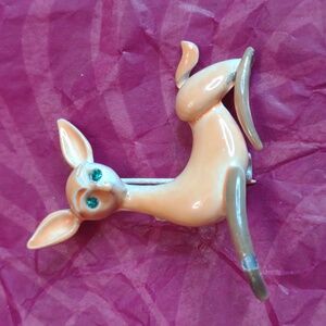 Vintage Signed JJ Jonette Christmas reindeer brooch
